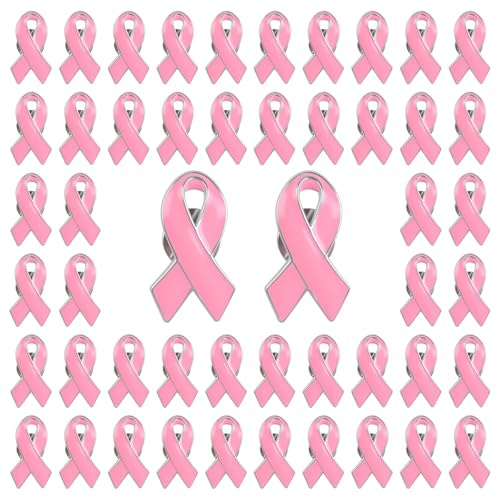 WANDIC 50 PCS Octobre Rose Broches, Pins Octobre Rose de Sensibilisation au Cancer du Sein Ruban 2.9 * 1.8cm Badges d'Hope avec Une Petite Épingle pour Un Événement pour la Santé des Femmes