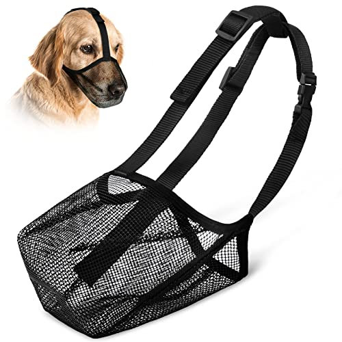 Adiwo Maulkorb für Hunde mit Abgerundetem Mesh Schlaufe, Atmungsaktiv, Sicherer Schneller Sitz für Kleine, Mittelgroße und Große Hunde, Verstellbare Fressschutz, Beißen und Kauen Schutz - XL