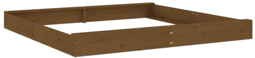 vidaXL Arenero con Asientos Cuadrado, Juego de Arena, Caja de Arena Exterior, Arenero para Niños de 2-8 Años, Madera Maciza de Pino Marrón Miel
