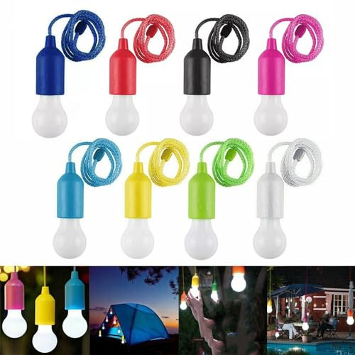MODOAO Hängende LED-Glühbirne Camping-Zelt-Glühbirne LED-Pendelleuchte-Set Zugschnur-Glühbirne Gartenleuchte (batteriebetrieben)