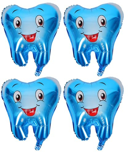 PRETYZOOM Lot de 4 ballons dentaires en aluminium pour anniversaire, fête prénatale, décorations