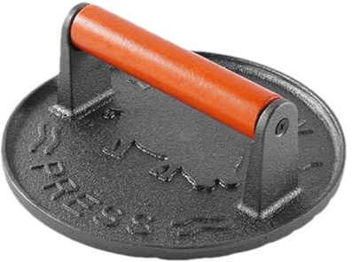 Pressa per hamburger, schiaccia hamburger,Frantumatore manuale per hamburger e bacon in ghisa - Griglia a piastra piatta per cucinare, spatola per barbecue con impugnatura ergonomica per feste in spia