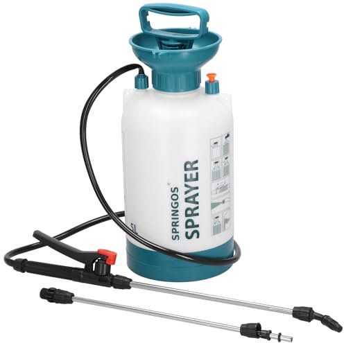 Drucksprüher 5L Teleskoprohr Mit 2 Sprühdüsen Garten Sprühgerät Für Unkrautpflege & Pflanzen Weiß Grün SPRINGOS