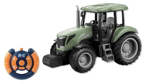 JugaToys - Tractor de Juguete Teledirigido para Niños - Vehículo de Construcción con Diseño Realista - Mando Fácil de Usar y Juego Interactivo +3 Años