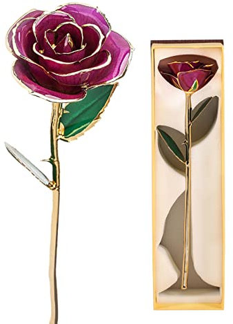 Beufee In 24 Karat Gold getauchte Rose, Forever Gold Flowers Forever Gold Rose Ewige Rose mit langem Stiel, konservierte Rose zum Jahrestag für Ehefrau, Mutter, Freundin