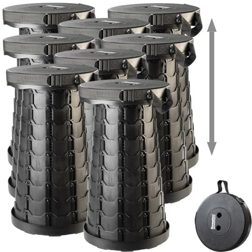 Semptec Urban Survival Technology Outdoor-Hocker: 8er Tragbarer Teleskop-Hocker, höhenverstellbar, Trageriemen,bis 200kg (einstellbare, Kunststoff)