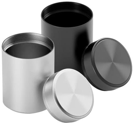 Verazquy 2 Pcs Aluminum Storage Jar, Portable Small MiniSmell Proof Airtight Bottle Multipurpose Storage Container Aluminium Metal Sealing Jar, for Sugar Spices Coffee Teas Traveling Storage, 70ml