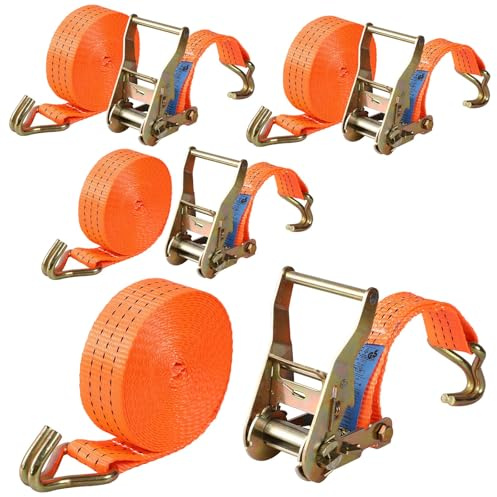 Pamatio Spanngurte mit Ratsche und Haken 2000kg [4er Set] Ratschengurte 6m - TÜV/GS Geprüft zertifizierte - 38 mm breit Zurrgurt - belastbar bis 2T