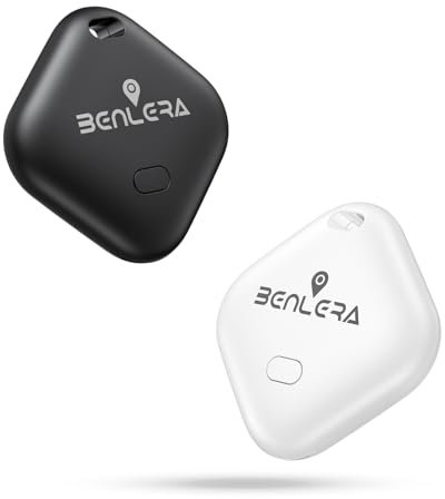 Benlera Smart Tag Schlüsselfinder Kompatibel mit Apple Wo ist? APP (nur iOS), Koffer Tracker, Air Tracker Tag für Schlüssel, Gepäck, Koffer, Brieftasche, fahrrad, mit Austauschbarer Batterie, 2er Pack