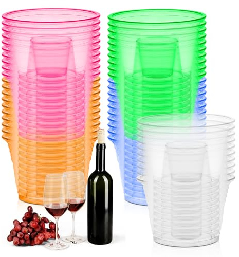 100 Stück Bomb Shotglas aus Kunststoff, 100ml Jäger bomb Schnapsgläser mit Schnapsglas-Einsatz, Bomb Shot Becher, Transparente Kunststoffbecher Einweg-Schnapsgläser für alle Veranstaltungen (Bunt)