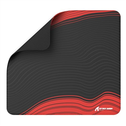 ATTACK SHARK CM02 eSports Gaming Mouse Pad, Water Resistant Coating Large Mouse Mat, Fine Sand-Like Texture Surface, Slip-Resistant Bottom, Micro-Knit Stitched Edges,450x400x4mm-Black/Red Contour