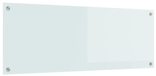vidaXL Küchenrückwand Weiß 110 x 40 cm Gehärtetes Glas | Robustes, gehärtetes Glas, das lange hält, Sicher für alle Arten von Küchenheizungen,