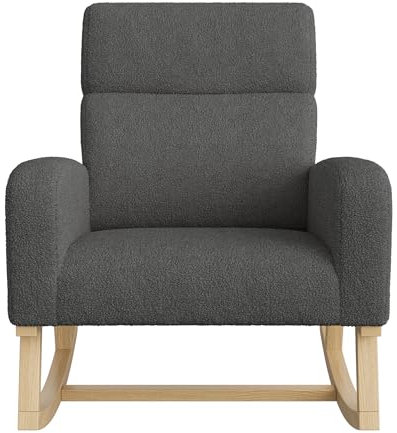 QMTXBYJ Schaukelstuhl, Schaukelsessel mit Gepolsterter, Moderner Lesesessel mit Holzkufen, Stillsessel, Ohrensessel, Relaxstuhl mit Armlehne, Wippsessel Schwingsessel für Wohnzimmer, Schlafzimmer