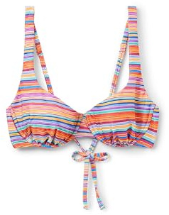 CALZEDONIA Woman's Balconette Swimsuit Top Colorful Stripes in Multicolor, Size S
