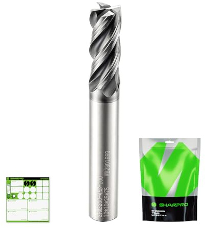 SHARPRO Schaftfräser, 10 mm Schaft und Schnittdurchmesser, Hartmetallfräser für CNC-Fräsmaschine, ideal zum Fräsen von legierten Stählen, gehärtetem Stahl und anderen Metallen.