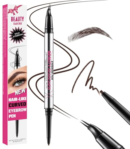 Curved Eyebrow Pen, Eyebrow Pencil Dual-Ended with 2-Fork Tip for Women, Effortlessly Creates Natural Hair-Like Brows, Lasts All-Day Waterproof & Smudge-Proof Formula for Flawless Makeup