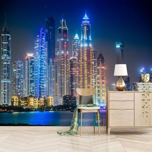 Fotomurales Decorativos Pared NuEVA York 450x315 cm Papel Pintado Tejido No Tejido Escena Nocturna de La Ciudad Fotomural 3D Mural Paredes Papel Tapiz Decoración Salón o Dormitorio a-2703
