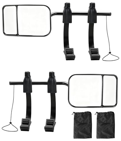 UNLRAE 2PCS Tow Mirrors,Car Accessories Mirror Extenders for Towing,Universal Clip-On Mirror Extenders,Adjustable Flat Rearview Mirrors,Suitable for Most Cars,Trucks,Trailers,RVs,SUVs Etc