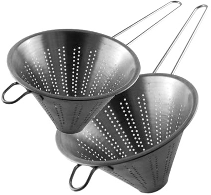 Fackelmann Set 2 Colini a Rete Fina Conici, Filtro da Cucina Professionale per Brodi, Salse, Zuppe, Spremute e Creme - Colino Cinese da 16 cm e 20 cm in Acciaio Inox - Lavabili in Lavastoviglie