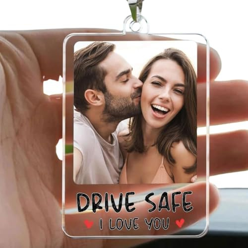 Rückspiegel Anhänger mit Foto，Autospiegel Anhänger Personalisiert Acryl Personalisierte Foto Halter Auto Zubehör Individueller Autoanhänger Geeignet zum Hinzufügen von Familie für Paare, Familie