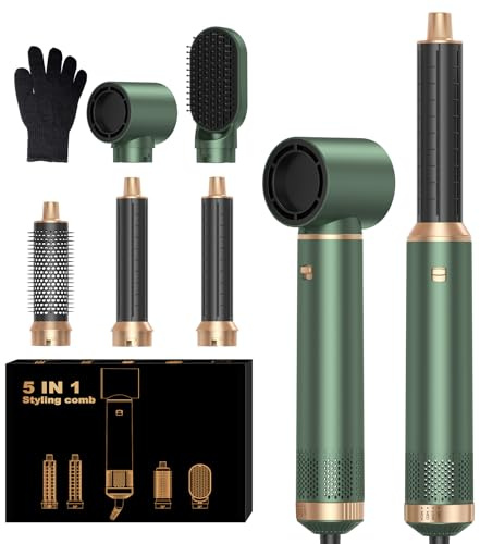 OKWRAP Hairstyler 5 in 1 Hair Styler Set Haarstyler, Airstyler Air Curlers Föhn 5 in 1 Mit Rundbürstenföhn Warmluftbürste Föhn Lockenstab Luft Thermal Brush Für