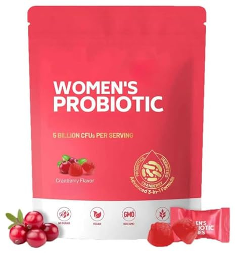 Gomitas probióticas para mujeres, probióticos de arándano para la salud vaginal de la mujer, para un olor saludable, equilibrio de levadura, gomitas de equilibrio femenino