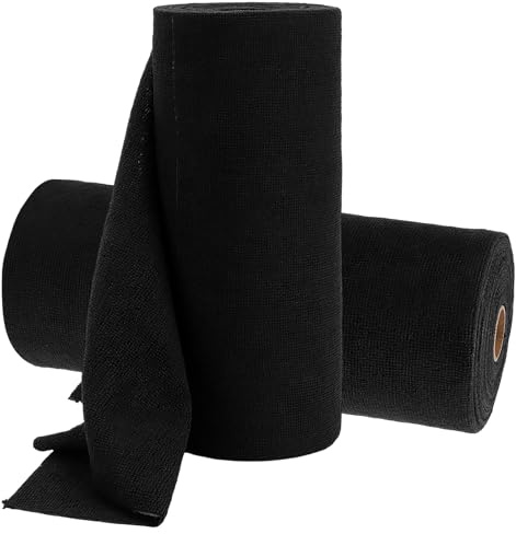FUNSUEI 2 Rolle 100 Blatt 30 x 30cm Abreissbare Putztücherrolle Set, Schwarz Microfaser Geschirrtücher, Reinigungstücher für Fenster, Küche und Auto