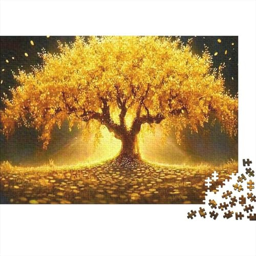 Árbol Dorado Puzzle de 1000 Piezas para Adultos Papel Luz Nocturna Puzzle para Toda la Familia Decoración 38x26cm/1000pcs