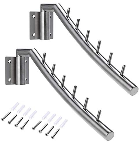 SUMNACON Kleiderbügel zur Wandmontage, 31.8 cm, Set mit 2 Edelstahl-Kleiderhaken mit Schwingarmhalter, platzsparend für Kleidung und Kleiderstange, Schlafzimmer, Badezimmer