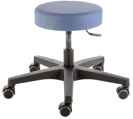 Prova Nova GmbH Drehhocker für Erzieherinnen, niedrige Sitzhöhe, ca. 38-44 cm (Gleiter)/ca. 40-46 cm (Rollen), Bunte Farben, Polsterdekor:Dekor Sky, Rollen/Bodengleiter:Rollen (Sitzhöhe ca. 40-46 cm)