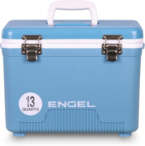 ENGEL Kühlbox 13qt (12,3 Liter) Auslaufsicher, Luftdicht, Tragbare, Kleine Kühlbox für Camping, Picknick, Wandern, Festival - Eisbox Ohne Strom für Männer & Frauen, 38 x 25,4 x 28,5 cm im Blau