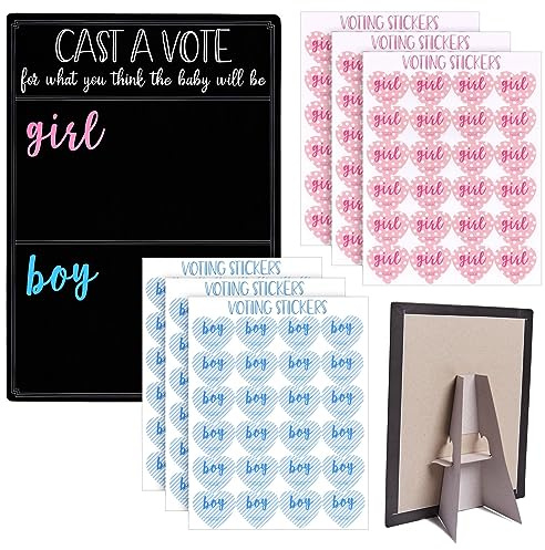 Juvale Abstimmspiel zur Geschlechts-Enthüllungs-Party - Gender Reveal-Abstimmungs-Aufsteller, Im Kreidetafel-Design, Mit Abstimmungsaufklebern, Auf Englisch - 30 x 43 cm