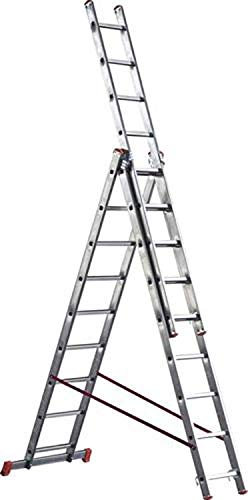 Marchetti Alluminio Scala telescopica 3 rampe ORANGE, 1.0m x 3.25m, 150kg, Argento/Arancione