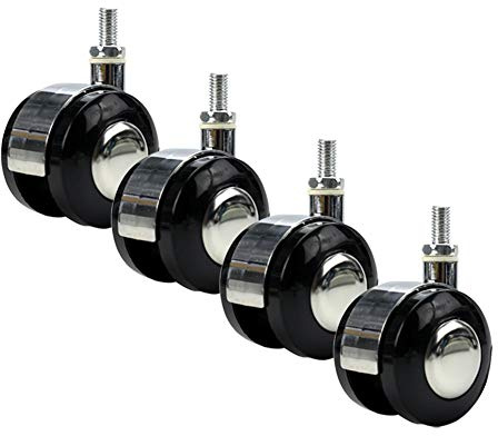 4 Möbelrollen M8 Gewinde M10 Stielrollen Doppelrad Universeller Wirbel Keine Bremse 2 Zoll 200 Kg Transportrollen Zum Blumenstand Regal Vitrine -Schraubenrollen