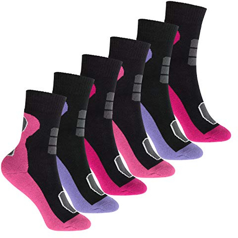 Footstar Lot de 6 paires de chaussettes thermiques pour enfants de plein air, Chaussettes d'hiver colorées en pur coton éponge, Variante 1 :, 31-34