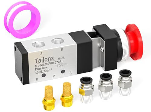 Tailonz Pneumatischer Druckschalter 1/4 NPT 5 Wege 2 Positionen Druckschalter Druckschalter Druckschalter Pneumatisches mechanisches Steuerventil