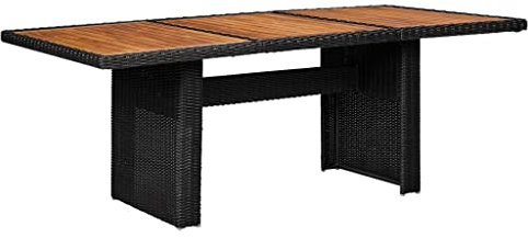 vidaXL Garten Esstisch Gartentisch Terrassentisch Balkontisch Gartenmöbel Tisch Rattantisch Schwarz 200x100x74cm Poly Rattan Stahl