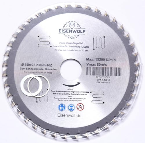 Hoja de sierra circular de 140 x 22,23 mm con 40 dientes TCT de alta calidad para madera