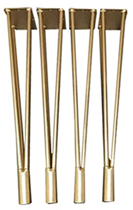 WFENG 4er Set Haarnadelbeine 70cm Haarnadel Tischbein Hairpin Leg aus Stahl 3-Stange Bein Möbelbein Möbelfüße Tischkufen,für Schreibtisc/Esstisch/golden / H70cm