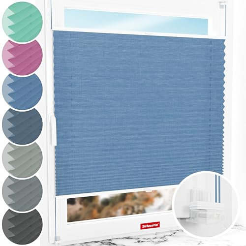 Schuette® Plissee ohne Bohren ● Melange Kollektion: Deep Sea (Blau) ● 35x80cm (Breite x Höhe) ● Suprafix Faltrollo Klemmfix 2.0 Rollo ● 60 Sekunden Plisseerollo Montage inkl. Video