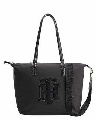 Tommy Hilfiger Poppy Tote Applikation, Schwarz, Einheitsgröße, Schwarz, Einheitsgröße, Mohnblumen-Applikation