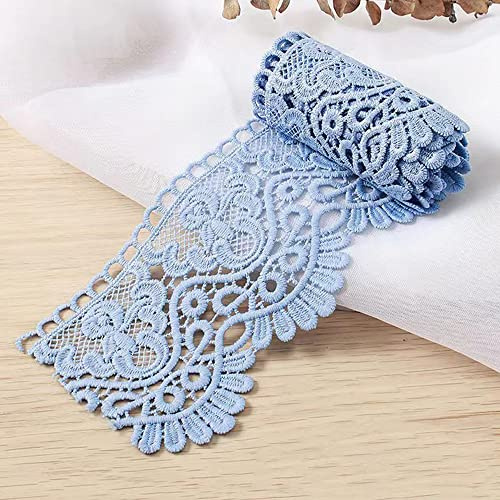 1 Yard 10cm Breite Milchseide Vintage Spitzenborte Spitzenband Spitzenbordüre Stickerei Dekoband Zierband Spitze Blumenband Borte für Nähen Handwerk Dessous Hochzeitskleid Hochzeit Haus Deko,Blau