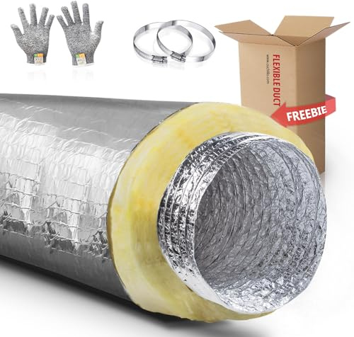 Cuchiilo 8 Inch Insulated Duct,HVAC Insulation Duct,Insulated Flex Duct, AC Fleixble Duct,HVAC Ducting, Insulation Duct,8''25 'Insulated Flexible Ducting,R-4.2 for Heavy Duty HVAC & Exhaust Ductwork