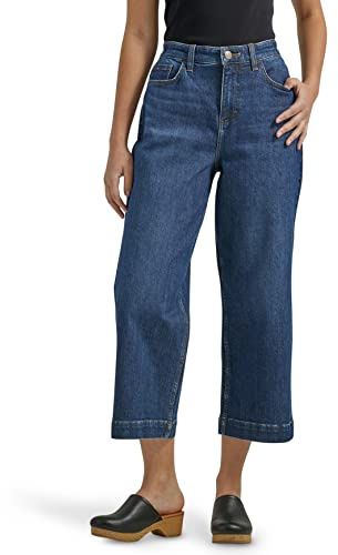 Lee Women's Legendary High Rise Wide Leg Crop Capri Jean, Ink Spot