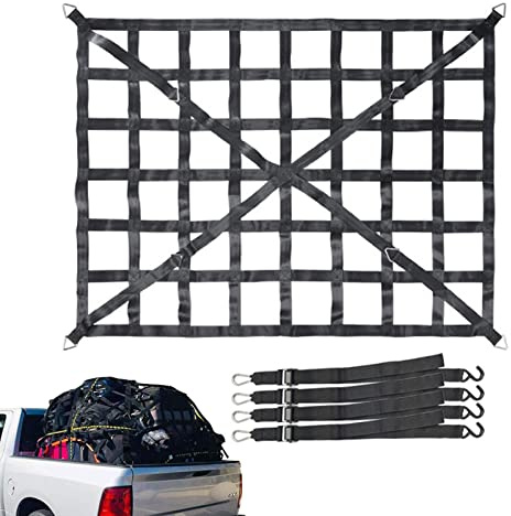 Zceplem Rete Da Carico Per Camion, Rete Da Carico Da 4'X 4'Per Il Pianale Del Camion Pickup, Rete A Maglie Piccole Per Impieghi Gravosi Che Si Estende Fino A 12' X 18'