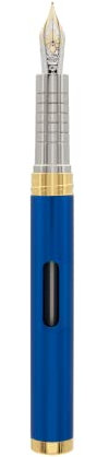 DIPLOMAT NEXUS Füllhalter Goldfeder mit Tintenglas Blau/Federstärken: EF 14kt/ Füllfederhalter/Handgefertigt/mit Geschenkbox/Füllhalter Füller Fountain Pen/Farbe: Blau/Chrom