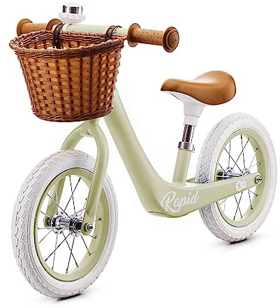 Kinderkraft RAPID Draisienne en Métal, Vélo sans Pédale, Velo Bebe, Siège Réglable, Style Rétro, Pour les enfants de 3 ans à 35 kg, Vert