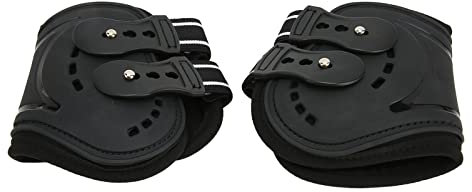 BAOFUYA Pferde Hinterbeinstiefel, Atmungsaktive, Schlagfeste Pferde Hinterbeinstiefel, Verstellbar, Verhindern Rutschen, Leichte Streichkappen für Pferde mit Elastischem Band (L)