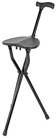 Faltbare Unisex-Krücke, multifunktionaler, Leichter, Faltbarer Aluminiumstock mit Sitz, 3-Bein-Griff, Spazierstock für Messen, Messen, Reisen, Ruhekrücken Decorate