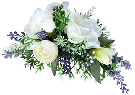 barenx Haarkamm für Brautkleid, Seidenblumen, Haarkamm, Hochzeitskleid, Weiß / Grün